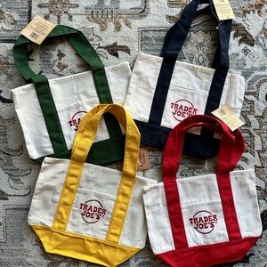GET ALL COLORS!!! Trader Joe's Canvas Mini Tote Bags Set (4pcs)